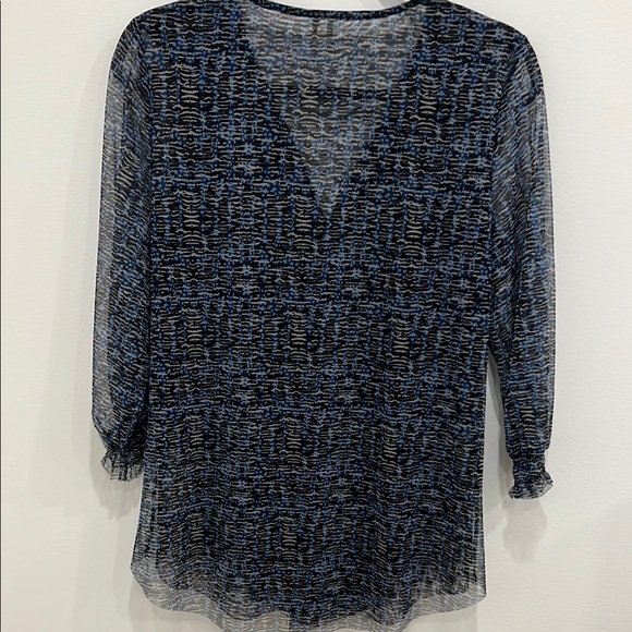 Anthropologie Blue and Black Sheer Blouse - Picture 3 of 3